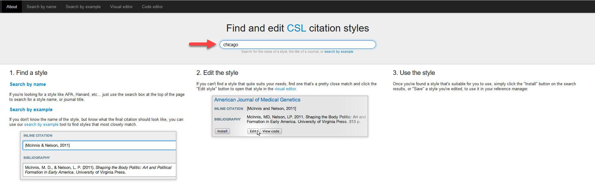 Screenshot the CSL Editor search window.